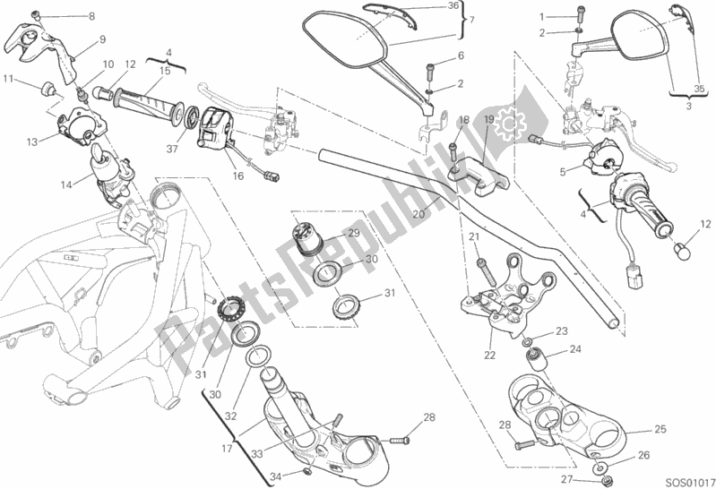 Todas las partes para 021 - Manillar Y Controles de Ducati Monster 821 Stealth Thailand 2019